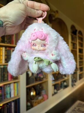 New with box lucky deer nai Kawaii Pink Bunny Plush Clip-On Bag Charm